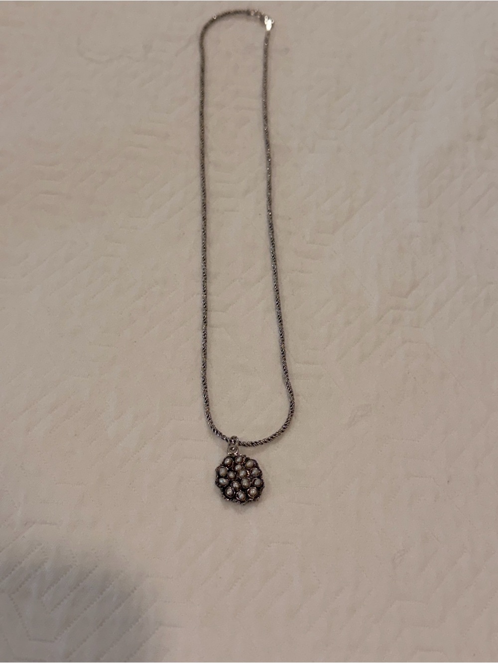 Dominique Giordano sterling silver necklace with cluster pearl pendant